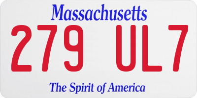 MA license plate 279UL7