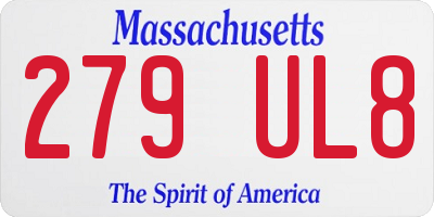 MA license plate 279UL8
