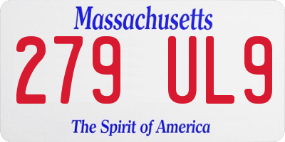 MA license plate 279UL9