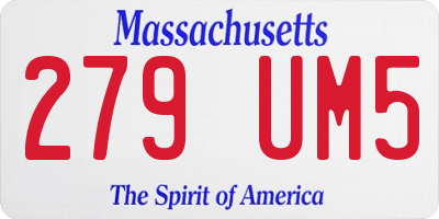 MA license plate 279UM5