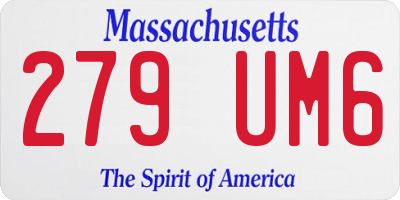 MA license plate 279UM6