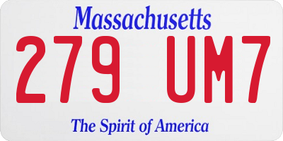 MA license plate 279UM7