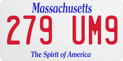 MA license plate 279UM9