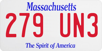 MA license plate 279UN3