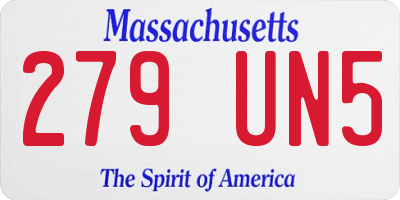 MA license plate 279UN5