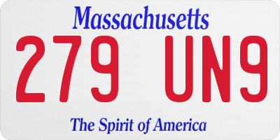 MA license plate 279UN9