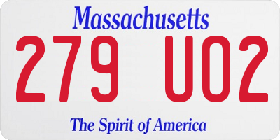 MA license plate 279UO2