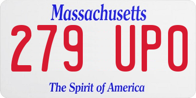MA license plate 279UP0