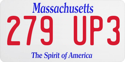 MA license plate 279UP3