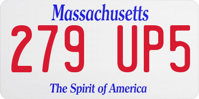 MA license plate 279UP5