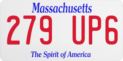 MA license plate 279UP6