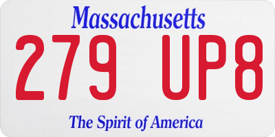 MA license plate 279UP8