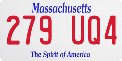 MA license plate 279UQ4
