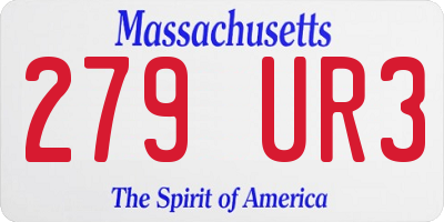 MA license plate 279UR3