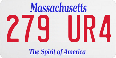 MA license plate 279UR4