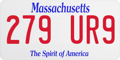 MA license plate 279UR9