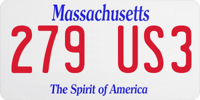 MA license plate 279US3