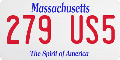 MA license plate 279US5