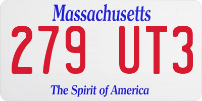 MA license plate 279UT3