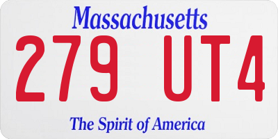 MA license plate 279UT4