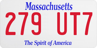MA license plate 279UT7