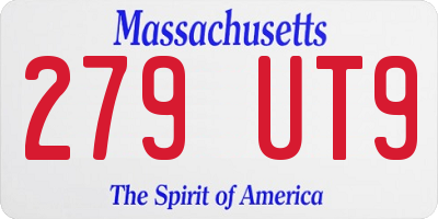 MA license plate 279UT9