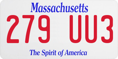 MA license plate 279UU3
