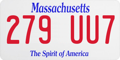 MA license plate 279UU7