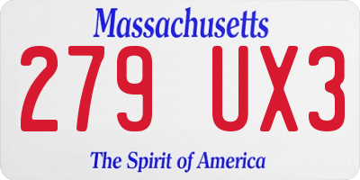 MA license plate 279UX3