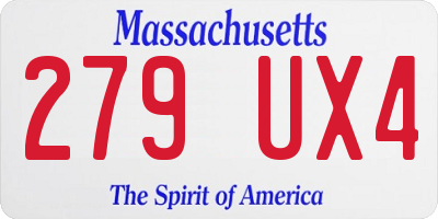 MA license plate 279UX4