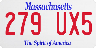 MA license plate 279UX5