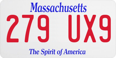 MA license plate 279UX9