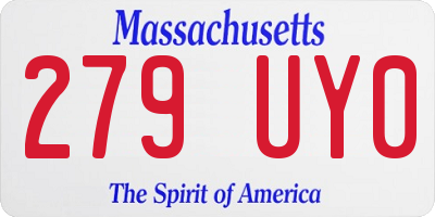 MA license plate 279UY0