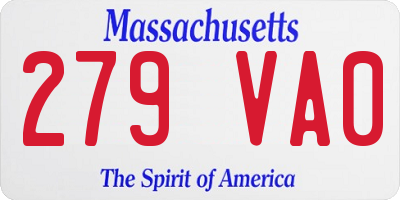 MA license plate 279VA0
