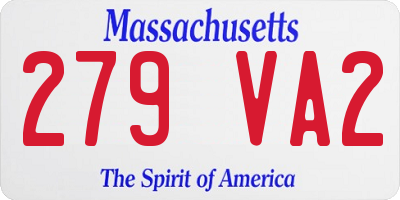 MA license plate 279VA2