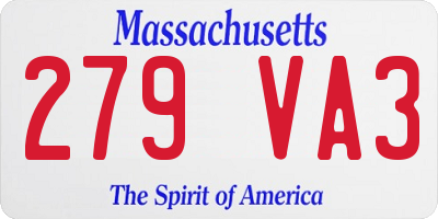 MA license plate 279VA3