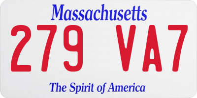 MA license plate 279VA7