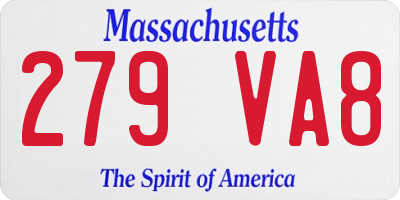 MA license plate 279VA8