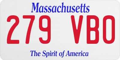 MA license plate 279VB0