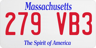 MA license plate 279VB3