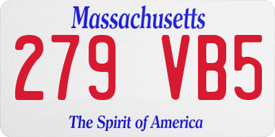 MA license plate 279VB5