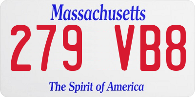 MA license plate 279VB8