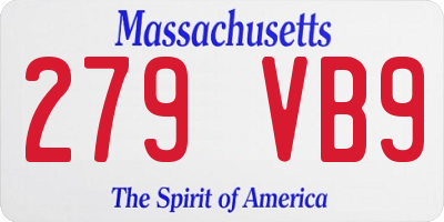 MA license plate 279VB9
