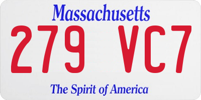MA license plate 279VC7