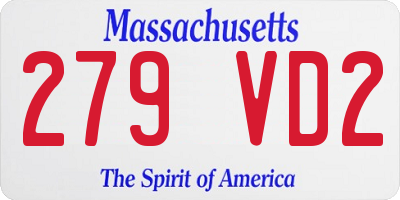 MA license plate 279VD2