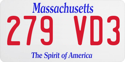 MA license plate 279VD3