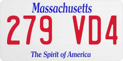 MA license plate 279VD4
