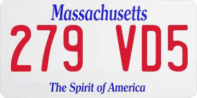 MA license plate 279VD5