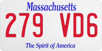 MA license plate 279VD6