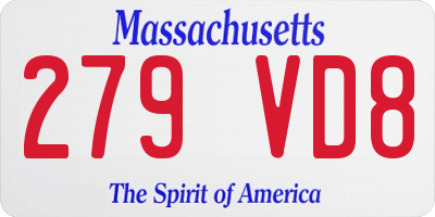 MA license plate 279VD8